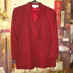 Jones New York Crimson Blazer with Notch Lapel